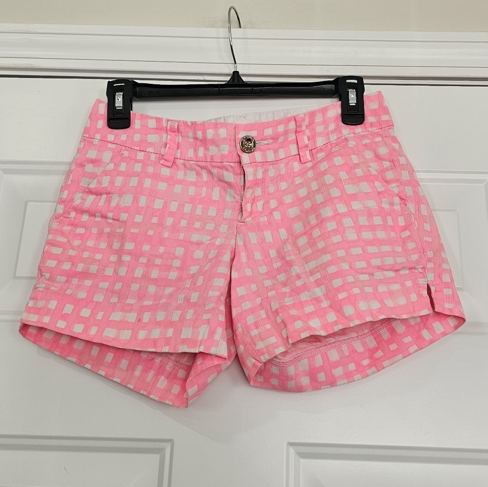 Lilly Pulitzer Callahan Shorts Size 0 Gigham Pink And White